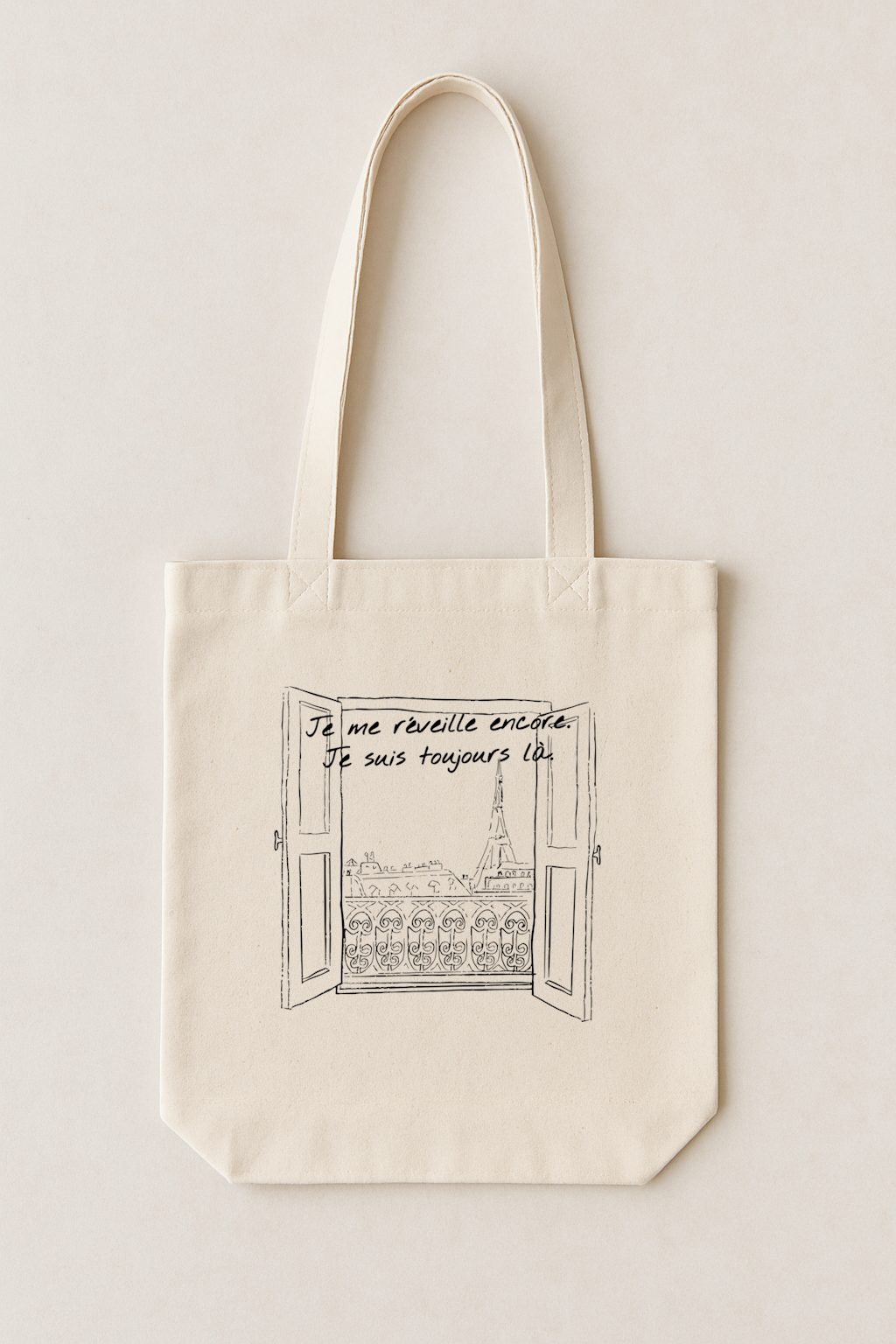 Tote Bag “Je me réveille encore” Window French